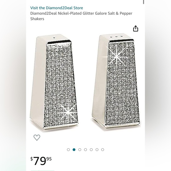 Diamond Nickel Plated Salt and Pepper Shaker Set - Picture 2 of 7